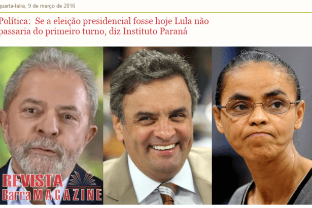 Revista Barra Magazine divulga pesquisa sobre uma possível disputa a corrida Presidencial