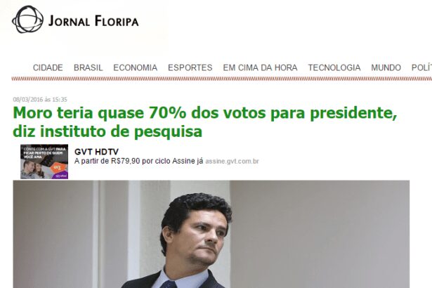 Jornal Floripa divulga pesquisa sobre a popularidade do Juiz Sérgio Moro