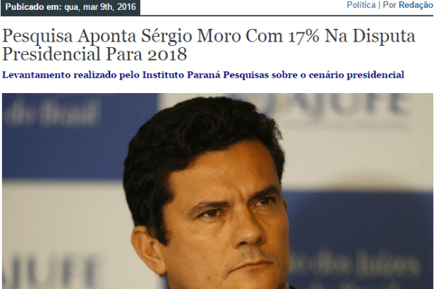 Portal Saiba Mais divulga pesquisa sobre a popularidade do Juiz Sérgio Moro