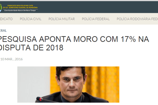SINPFETRO divulga pesquisa sobre a popularidade do Juiz Sérgio Moro