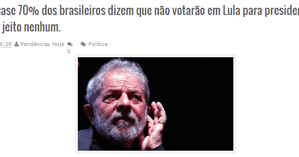 Blog Pendências Hoje divulga pesquisa sobre a popularidade do Ex-Presidente Lula