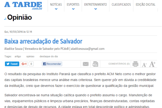 Grupo A Tarde On-Line comenta pesquisa realizada pela Paraná Pesquisas