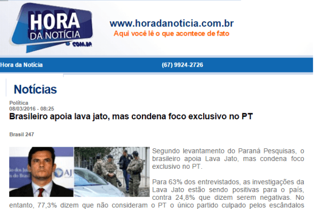 Hora da Notícia divulga pesquisa sobre a Operação Lava Jato