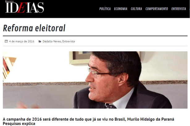 Revista Ideias divulga entrevista realizada com o Diretor da Paraná Pesquisas