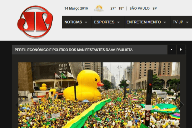 Jovem Pan - UOL divulga pesquisa sobre a opinião dos manifestantes do dia 13 de março