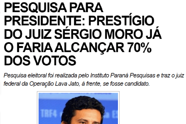Blasting News divulga pesquisa sobre a popularidade do Juiz Sérgio Moro