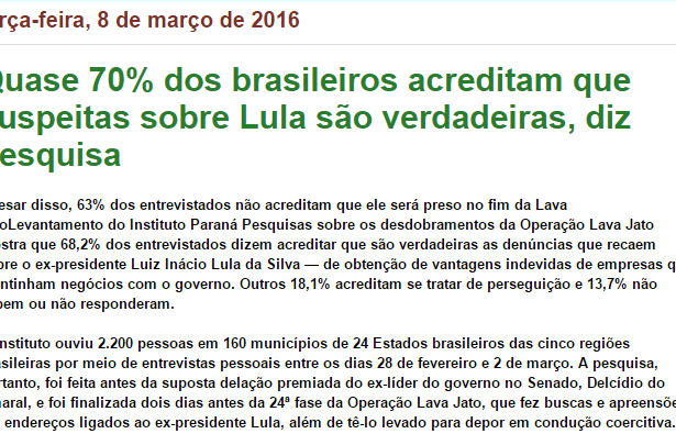 Blog Acontecendo OnLine divulga pesquisa sobre o Ex-Presidente Lula