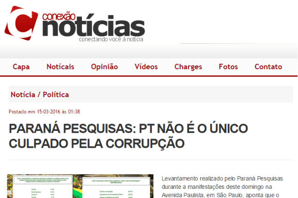 Conexão Notícias comenta pesquisa realizado durante a manifestação do dia 13 de março