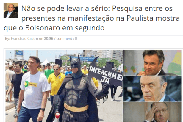 Blog Do Francisco Castro divulga pesquisa sobre a intenção de voto dos manifestantes do dia 13 de março