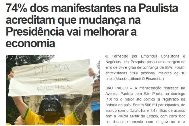Portal RTN comenta pesquisa de opinião realizado durante a manifestação do dia 13 de março