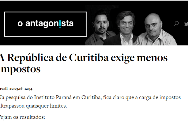O Antagonista divulga pesquisa realizada na Cidade de Curitiba