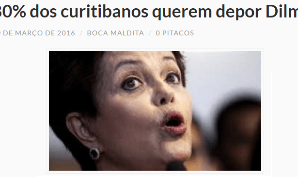 Blog Da Boca Maldita comenta pesquisa realizada na Cidade de Curitiba sobre a Presidente Dilma Rousseff