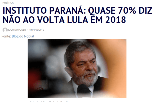 Jogo Do Poder divulga pesquisa sobre a popularidade do Ex-Presidente Lula