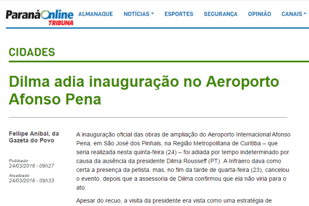 Paraná Online - Tribuna, comenta a pesquisa realizada na Cidade de Curitiba