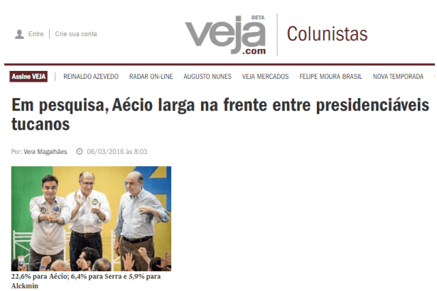 Veja.com divulga pesquisa sobre um possível cenário eleitoral para Eleição Presidencial