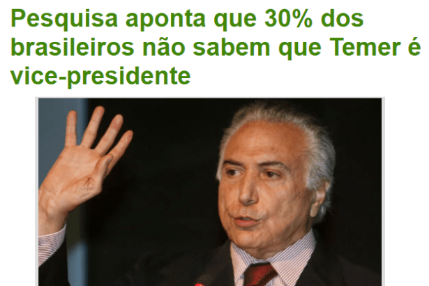 Tribuna - Paraná Online, divulga pesquisa sobre o Vice-Presidente Michel Temer