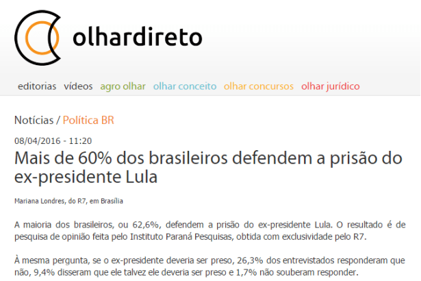 Olhar Direto divulga pesquisa sobre a popularidade do Ex-Presidente Lula