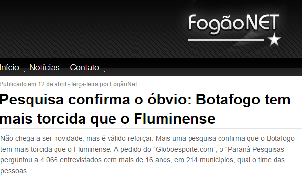 Fogão Net divulga pesquisa realizada sobre os Times de Futebol