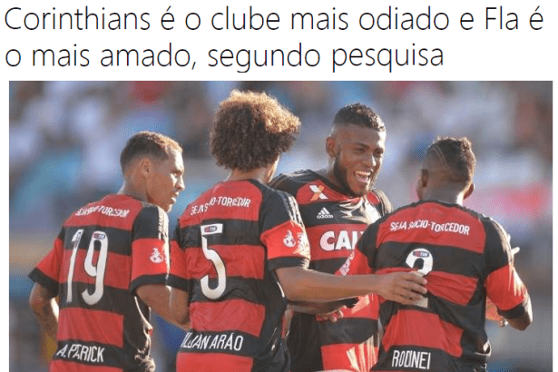 MSN.Com - Esportes, divulga pesquisa sobre os Times de Futebol, os mais amados e os mais odiados pelos torcedores