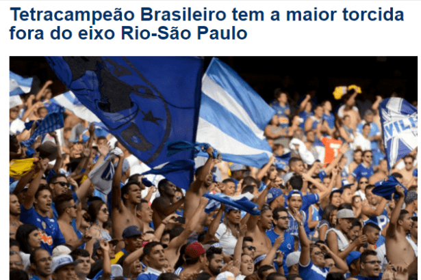Cruzeiro.Com, divulga pesquisa sobre os Times de Futebol, os mais amados e os mais odiados pelos torcedores
