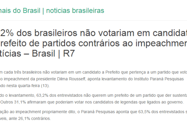Jornais Do Brasil - Notícias, divulga pesquisa realizada sobre a Presidente Dilma Rousseff