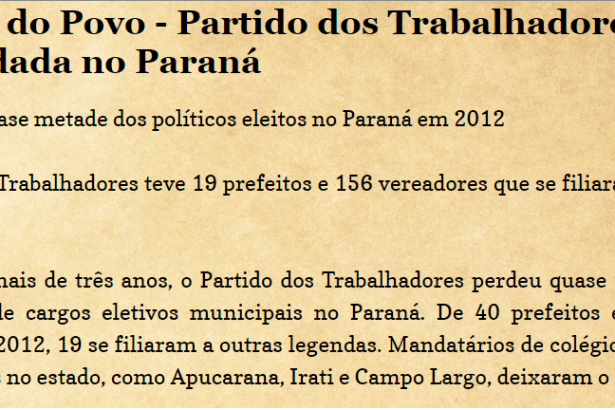 Blog Paiçandu Avante Divulgações E Utilidades comenta pesquisa realizada sobre o Partido dos Trabalhadores