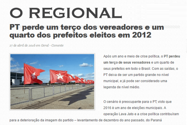 Jornal O Regional comenta pesquisa realizada pela Paraná Pesquisas sobre os Partidos Políticos do País