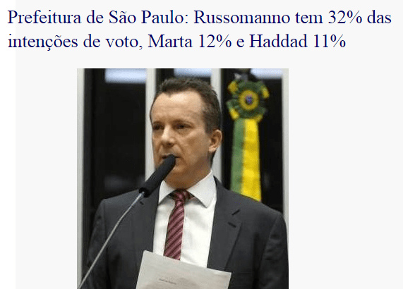 Blog Do Diego Bruno divulga pesquisa sobre a disputa Eleitoral no Município de São Paulo
