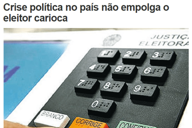 Jornal O Dia - Rio, divulga pesquisa sobre o interesse dos eleitores à eleição municipal no Rio de Janeiro