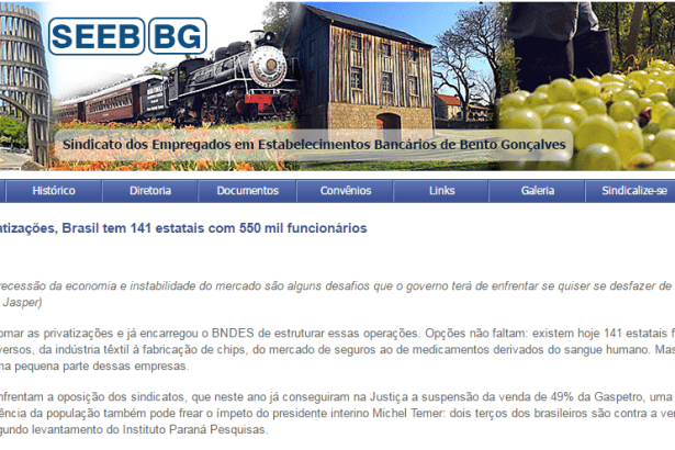 Sindicato SEEB BG comenta em matéria uma pesquisa sobre o Presidente Michel Temer