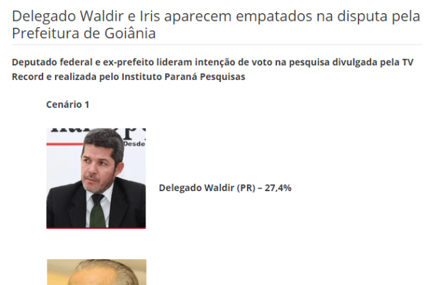 Jornal Opção divulga pesquisa sobre a intenção de votos e o empate na disputa pela Prefeitura de Goiânia