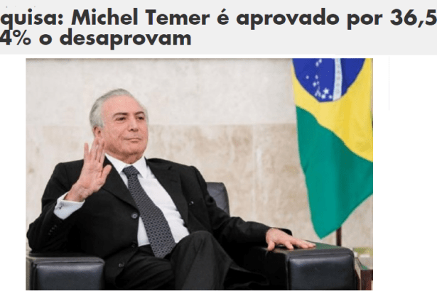 Site A Crítica.Net divulga pesquisa sobre a popularidade do Presidente Michel Temer
