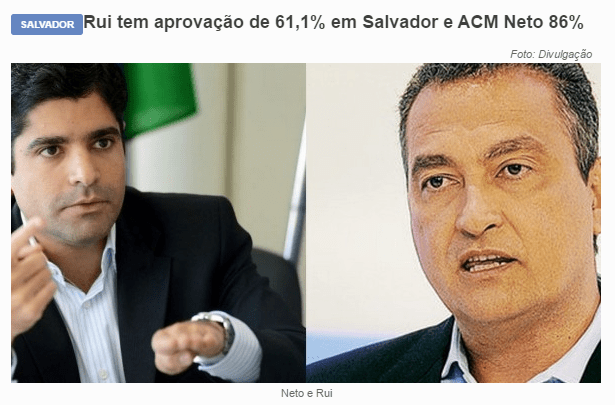 Blog Política Livre divulga pesquisa sobre a popularidade do Prefeito de Salvador e do Governador da Bahia