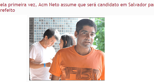 São Felipe News divulga pesquisa sobre o Prefeito de Salvador, ACM Neto