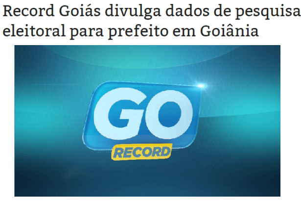 Portal Gazeta Do Estado divulga os dados da pesquisa eleitoral para Prefeito de Goiânia