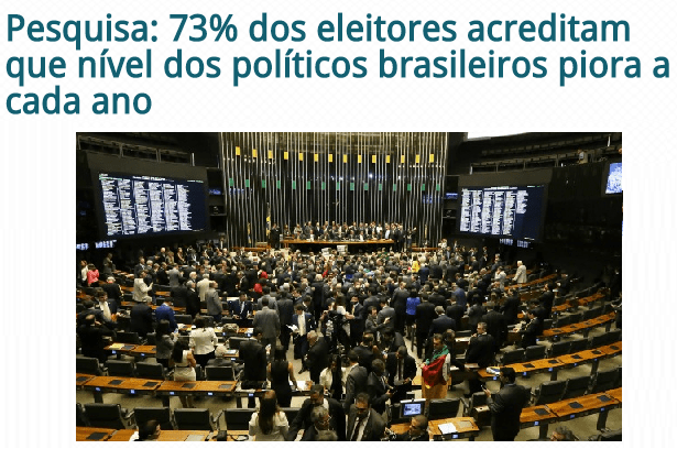 SRZD - Sidney Rezende, divulga pesquisa sobre a opinião dos Brasileiros com relação ao nível dos Político do Brasil