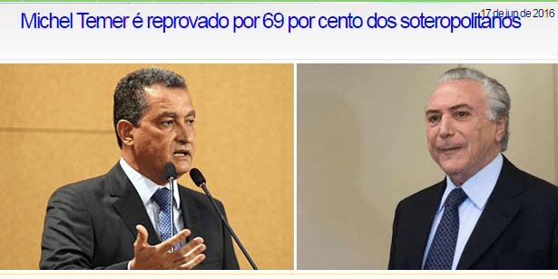 Blog Jornal A Voz, divulga pesquisa sobre a popularidade do Presidente Michel Temer