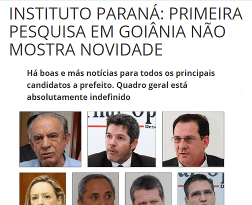 Blog do Afonso Lopes comenta sobre a pesquisa Eleitoral realizada em Goiânia