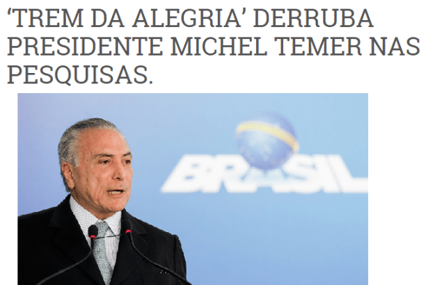 Araguaína News divulga comentário feito pelo Diretor do Instituto Paraná Pesquisas sobre avaliação do Presidente Michel Temer