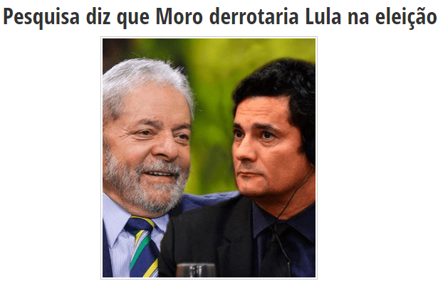 Jornal De Itupeva, divulga pesquisa sobre o Juiz Sérgio Moro e o ex-Presidente Lula na disputa as eleições Presidenciais