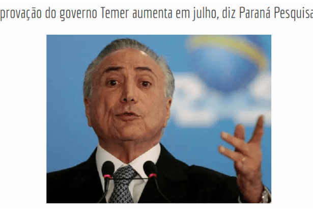 O Propulsor Marítimo, divulga pesquisa sobre a popularidade do Presidente Michel Temer