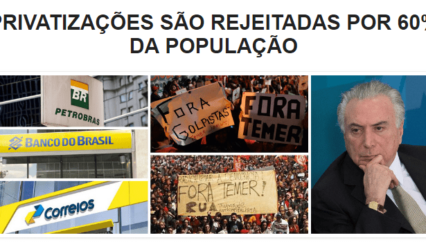 Blog Marcio Maranhão, divulga pesquisa sobre a opinião dos Brasileiros com relação a privatização de empresas estatais