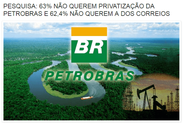 Blog Repórter GM7, divulga pesquisa sobre a opinião dos Brasileiros com relação a privatização de empresas estatais