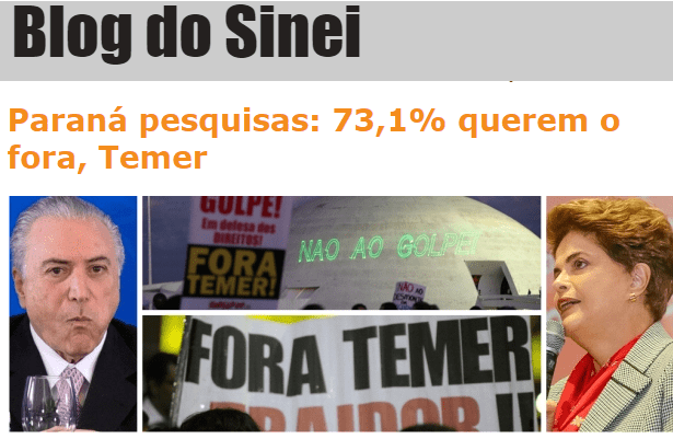 Blog Do Sinei, divulga pesquisa sobre o Presidente Michel Temer e a Ex-Presidente Dilma Rousseff