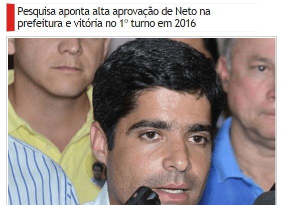 Site Esmeralda Notícias, divulga pesquisa sobre a popularidade do Governador da Bahia, Rui Costa