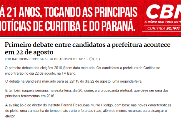 Rádio CBN Curitiba divulga entrevista com Diretor da Paraná Pesquisas sobre as novas regras para as eleições