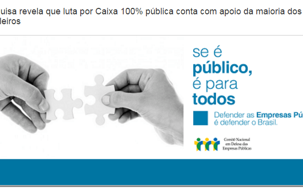 APCEF-MS, comenta pesquisa sobre a privatização de empresas estatais