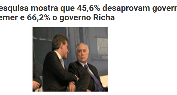 Site Paraná Portal divulga pesquisa sobre o Presidente Michel Temer e o Governador do Paraná Beto Richa