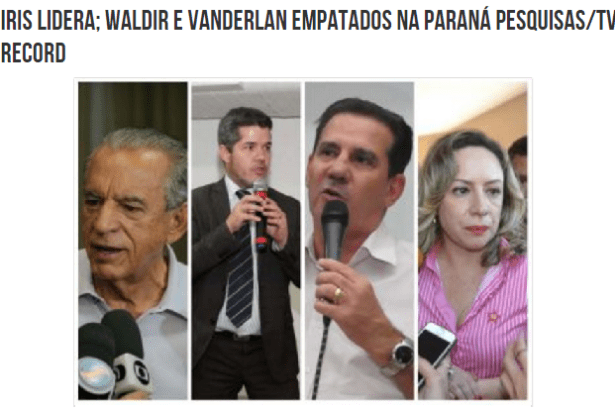 Site Informativo Cidades divulga pesquisa sobre a disputa eleitoral a Prefeitura de Goiânia