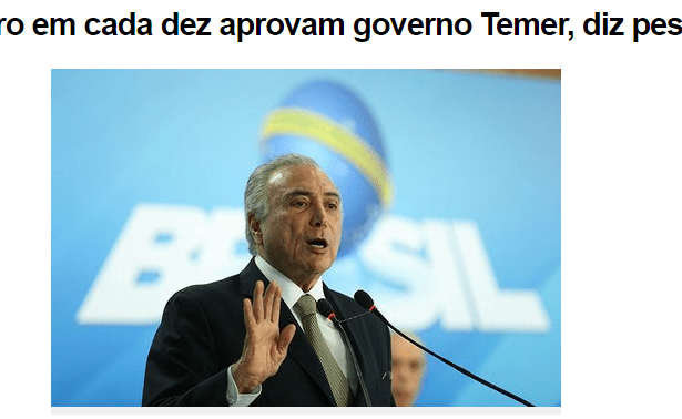 Porta R7 Notícias divulga pesquisa nacional sobre a popularidade do Presidente Michel Temer